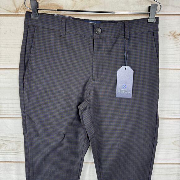 The Original Ben Sherman Dark Chocolate Check Print Straight Fit Size 28x34 - Picture 2 of 9